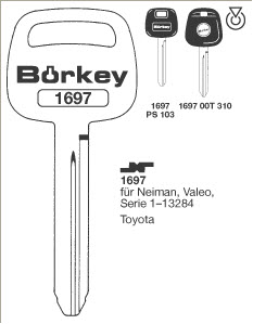 Afbeelding van Borkey 1697 Cilindersleutel voor TOYOTA