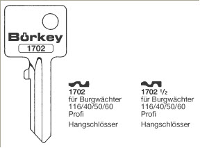 Afbeelding van Borkey 1702½ Cilindersleutel voor BURGWÄCHTER