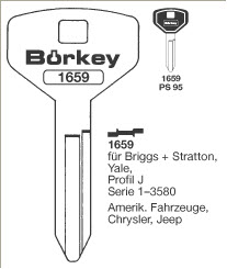 Afbeelding van Borkey 1659 Cilindersleutel voor BRIGGS+STRAT.