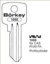 Afbeelding van Borkey 1668 Cilindersleutel voor CAS PROF.