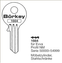 Afbeelding van Borkey 1664 Cilindersleutel voor EVVA MÖBEL