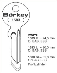 Afbeelding van Borkey 1583L Cilindersleutel voor ESS, N II