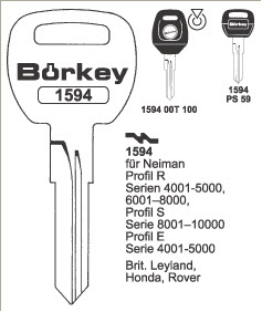 Afbeelding van Borkey 1594 Cilindersleutel voor NEIMAN E