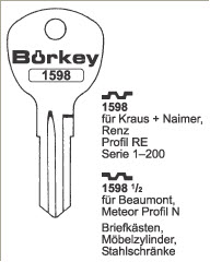 Afbeelding van Borkey 1598½ Cilindersleutel voor BEAUMONT