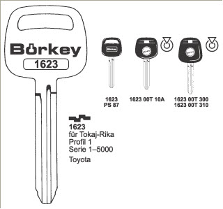 Afbeelding van Borkey 1623 Cilindersleutel voor TOYOTA CAMRY