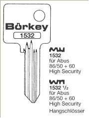 Afbeelding van Borkey 1532½ Cilindersleutel voor ABUS VORH.SCH