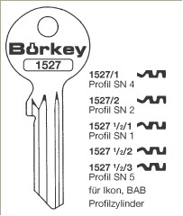 Afbeelding van Borkey 1527 2 Cilindersleutel voor Z.I., SN 2