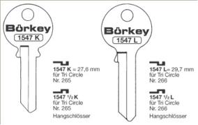 Afbeelding van Borkey 1547L Cilindersleutel voor TRI CIRCLE