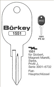 Afbeelding van Borkey 1551 Cilindersleutel voor GIOBERT,SIPEA