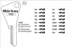 Afbeelding van Borkey 1465 VG Cilindersleutel voor VACHETTE