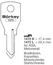 Afbeelding van Borkey 1473K Cilindersleutel voor AGA MÖBEL