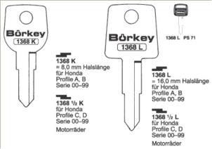 Afbeelding van Borkey 1368L Cilindersleutel voor HONDA,PROF. A