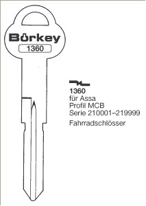 Afbeelding van Borkey 1360 Cilindersleutel voor ASSA   MCB