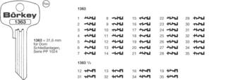 Afbeelding van Borkey 1363½ 13 Cilindersleutel voor DOM  NS