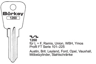 Afbeelding van Borkey 1260 Cilindersleutel voor YMOS FT