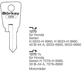 Afbeelding van Borkey 1270 Cilindersleutel voor HONDA