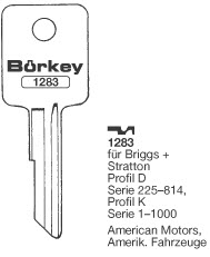 Afbeelding van Borkey 1283 Cilindersleutel voor AM. MOTORS