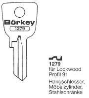 Afbeelding van Borkey 1279 Cilindersleutel voor LOCKWOOD