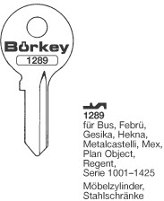 Afbeelding van Borkey 1289 Cilindersleutel voor HEKNA