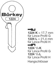 Afbeelding van Borkey 1224L Cilindersleutel voor LINCE