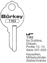 Afbeelding van Borkey 1163 Cilindersleutel voor DOEBELN 13