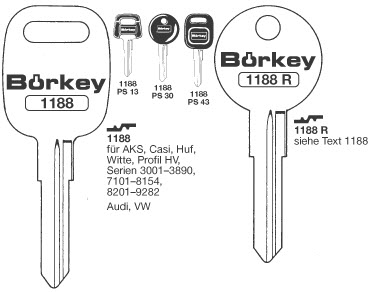 Afbeelding van Borkey 1188R Cilindersleutel voor WITTE HV