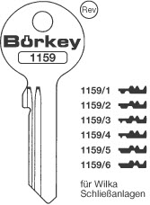 Afbeelding van Borkey 1159 1 Cilindersleutel voor WILKA VSA NS