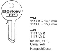 Afbeelding van Borkey 1117L Cilindersleutel voor BELL YETI