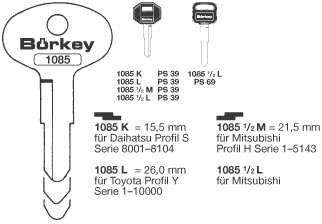 Afbeelding van Borkey 1085½M Cilindersleutel voor TOYOTA