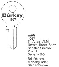 Afbeelding van Borkey 1067 Cilindersleutel voor RONIS