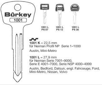 Afbeelding van Borkey 1001L Cilindersleutel voor NEIMAN VOLVO