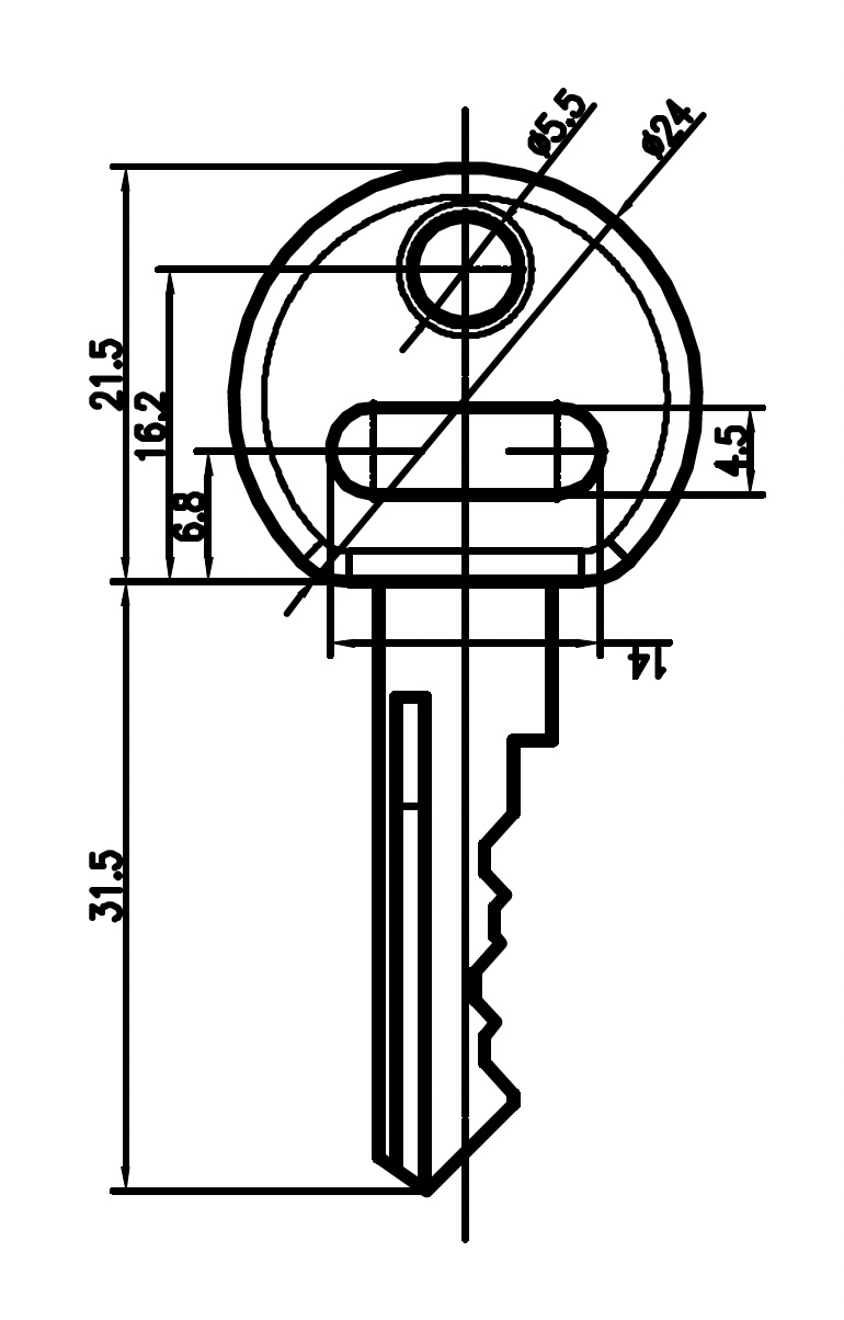 Afbeelding van GAD fietssleutel cilinder KA2  (TECHNO / PROTECT)